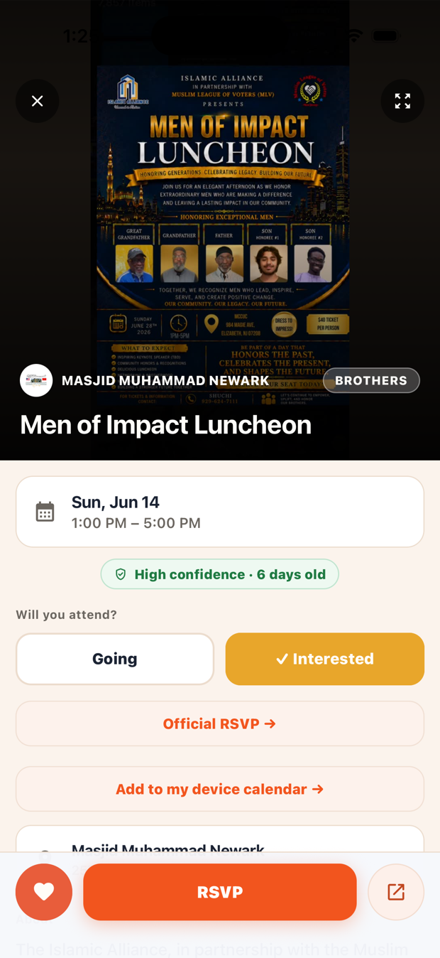 Event detail with RSVP