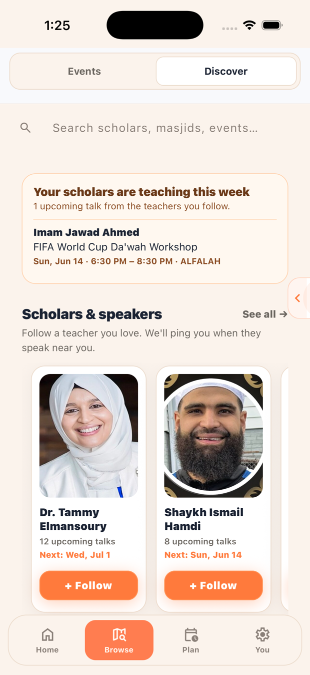 Follow scholars and speakers